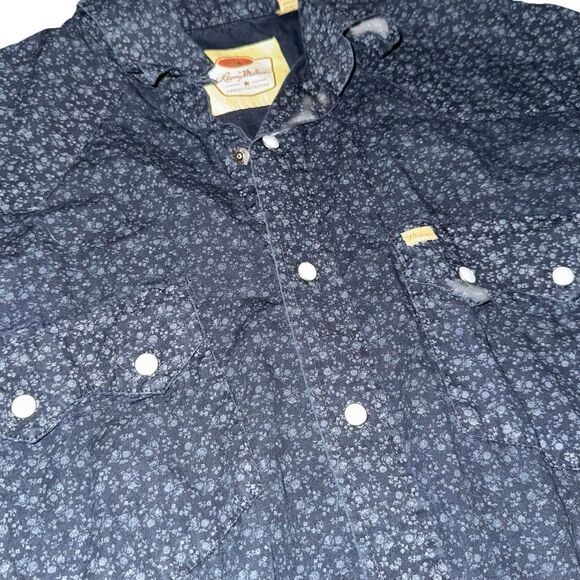 Larry Mahan Western Pearl Snap Shirt Mens L Black Floral Cowboy Rodeo Vintage - Picture 5 of 14